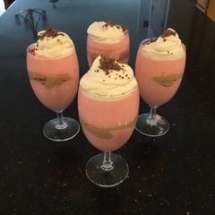 A picture of Layered Straberry and Chocolate Mousse.