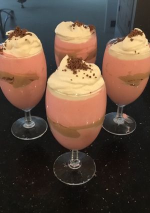 A picture of Layered Straberry and Chocolate Mousse.