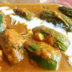 A picture of Parwal Dolma (Stuffed pointed gourd).