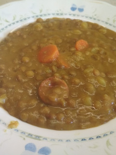 Una foto de Lentejas veganas. O no..