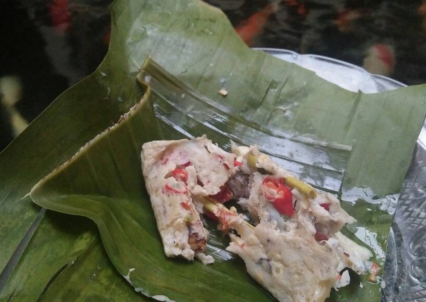 Pepes teri nasi/teri basah