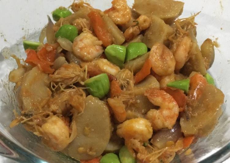 Tumis Udang Bakso Pete