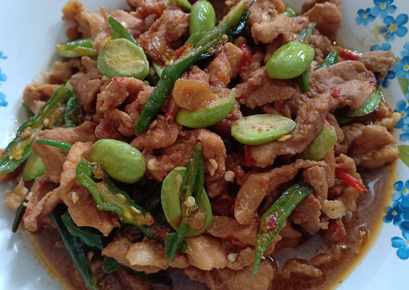 Tumis Pedas Babi Pete