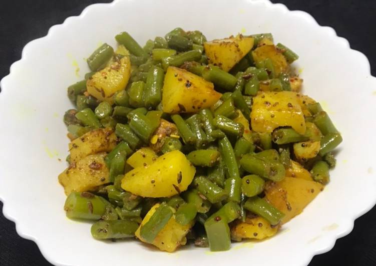 Steps to Make Award-winning Beans potato sabji