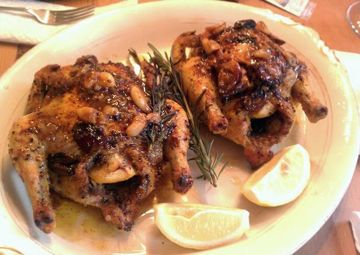 Cornish Game Hens with Rosemary, Garlic, and Lemon.