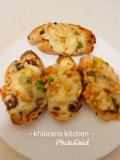 Pizza fish baguette bread ainihin hoton girkin