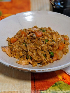 Una foto de Cocina de aprovechamiento: wok de arroz integral salteado