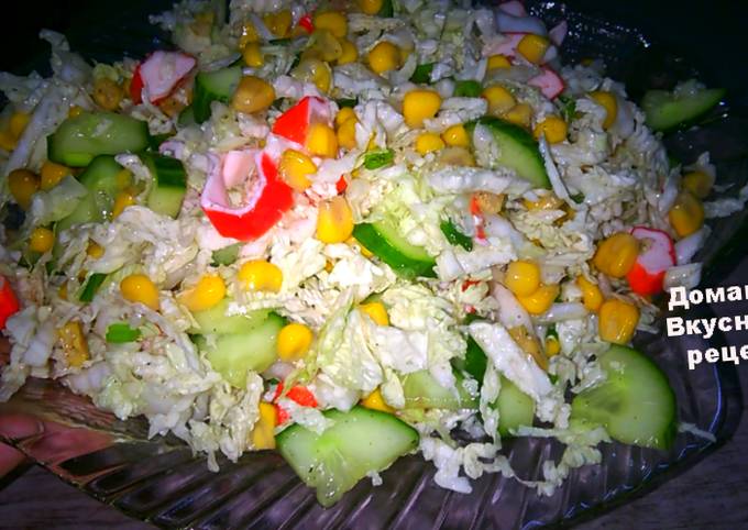 Салат из пекинской капусты и колбасы с майонезом – простой и вкусный рецепт с фото (пошагово)