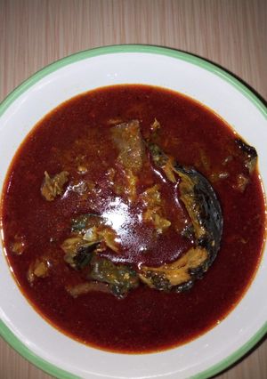 A picture of Miyar bushashen kubewa(dry okro soup).