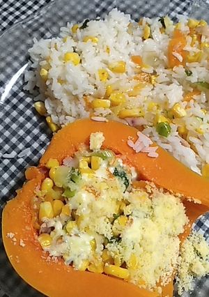 Una foto de Zapallo relleno con arroz