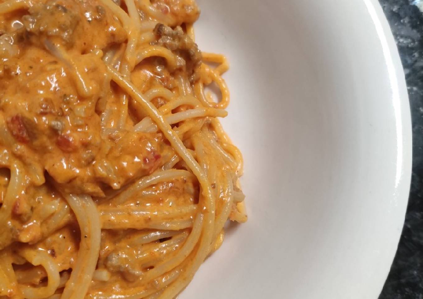 Espaguetis con sobrasada