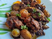 A picture of roast chicken with fennel