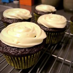 A picture of Small Batch Chocolate Cupcakes with Cream Cheese Frosting.