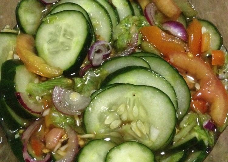 How to Prepare Speedy Israeli Salad + Pipino (Cucumber) Ensalada - pickled no cook