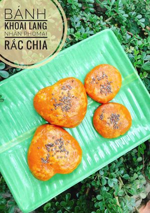 Hình của món Ăn dặm - Bánh khoai lang nhân phomai rắc chia.