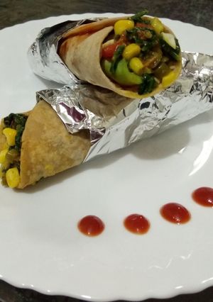 A picture of Spinach & mix veg wraps.