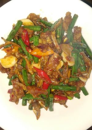 Foto resep Tumis kacang panjang teri tempe pedas