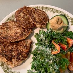 A picture of Cauliflower flourless savory pancake.