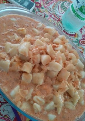 Una foto de Ñoquis de papa con salsa rosa