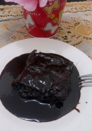 Foto resep Brownies nutrijel instan dengan saus coklat meleleh