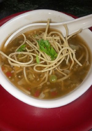A picture of Veg Manchow soup.
