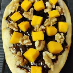Choco-Mango-Walnut Pizza A picture of Choco-Mango-Walnut Pizza.