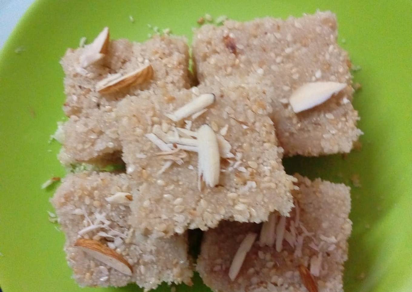 Recipe of Homemade Til Suji ki Barfi