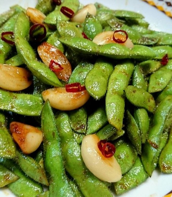 Spicy Garlic Sautéed Edamame Recipe By とまとママ☆