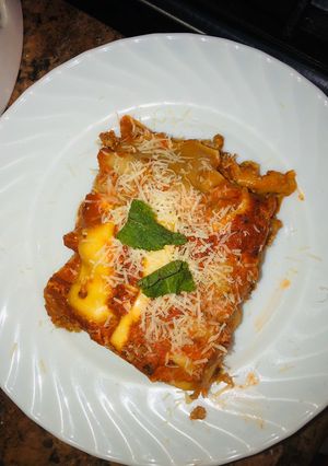Una foto de Lasagna de carne con tocino !