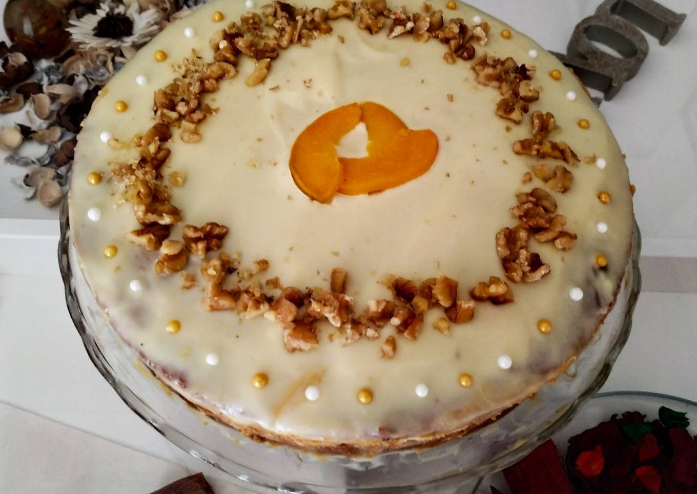 Torta de cumpleaños con dulce de leche y choco blanco de Paula😋