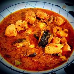 A picture of Salmon Coconut Curry.