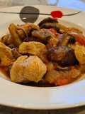 Guiso de solomillo de pavo con champiñones y pimientos