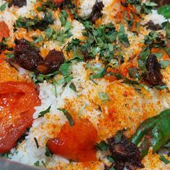 Prawn biryani A picture of Prawn biryani.