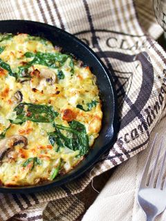 10分鐘搞定低卡美味蘑菇菠菜烘蛋 的食譜成品照片