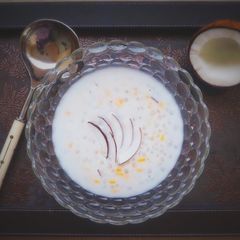 A picture of Saago Kheer in Coconut Milk.
