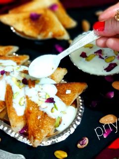 इंस्टेंट नॉन फ्राई शाही टुकड़ा विद रबड़ी(instant non fry shahi tukda with rabdi recipe in hindi) रेसिपी मुख्य फोटो