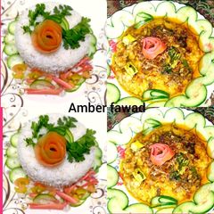 A picture of Masala moong Dal with boiled wite 🍚 Rice.
