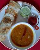 Dosa with Sambhar and coconut chutney