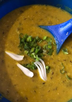 A picture of Bajra and green moong khichdi.