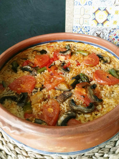 Una foto de Arroz con verduras al horno