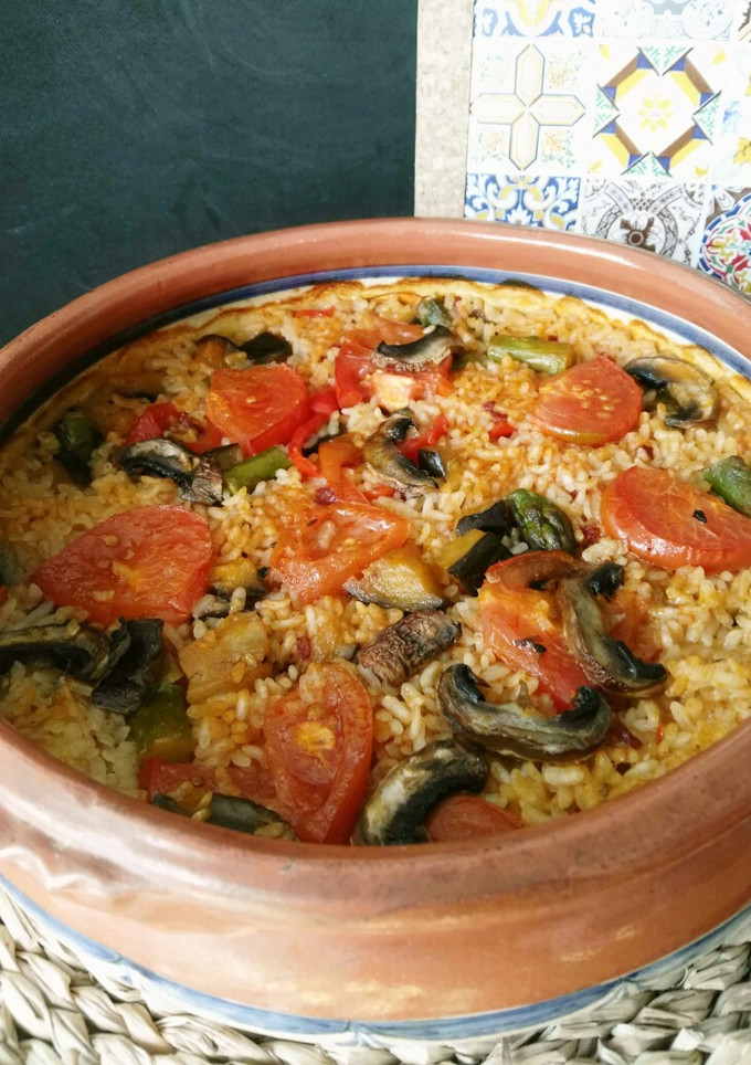 Una foto de Arroz con verduras al horno