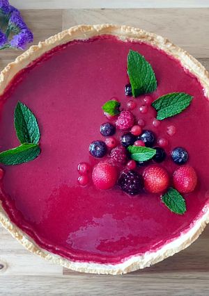 Une photo de ※ Cheesecake avec cuisson aux fruits rouges ※