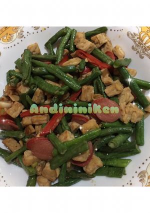 Foto resep Oseng Kacang Panjang with tempe dan Sosis