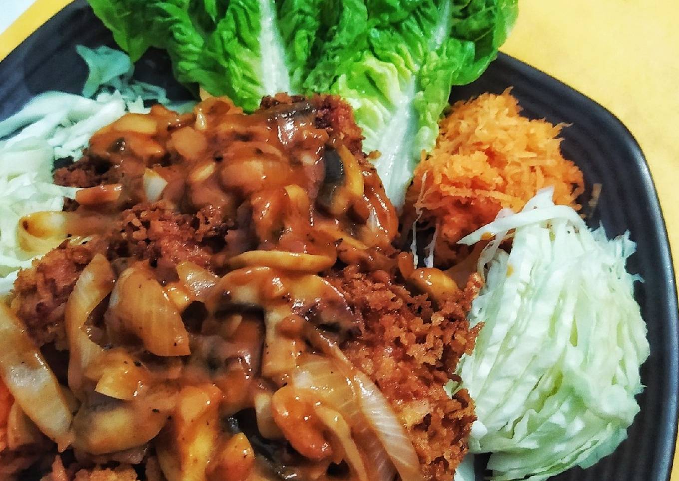 Chicken Katsu with Mushroom Sauce