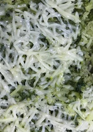 A picture of Spinach cheese rice casserole.