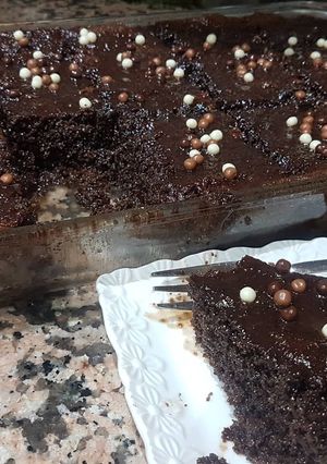 صورة لوصفة بسبوسة بصلصة الشوكولاته