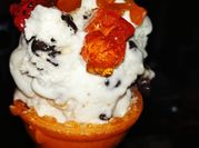 A picture of jelly with ice-cream