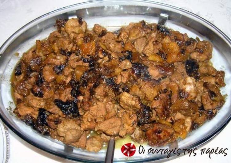 Recipe of Super Quick Homemade Pork with brandy and dried fruit