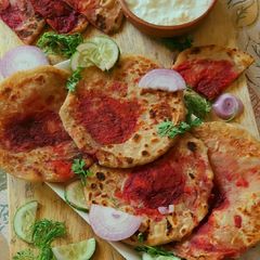A picture of Beetroot center filled Paratha.