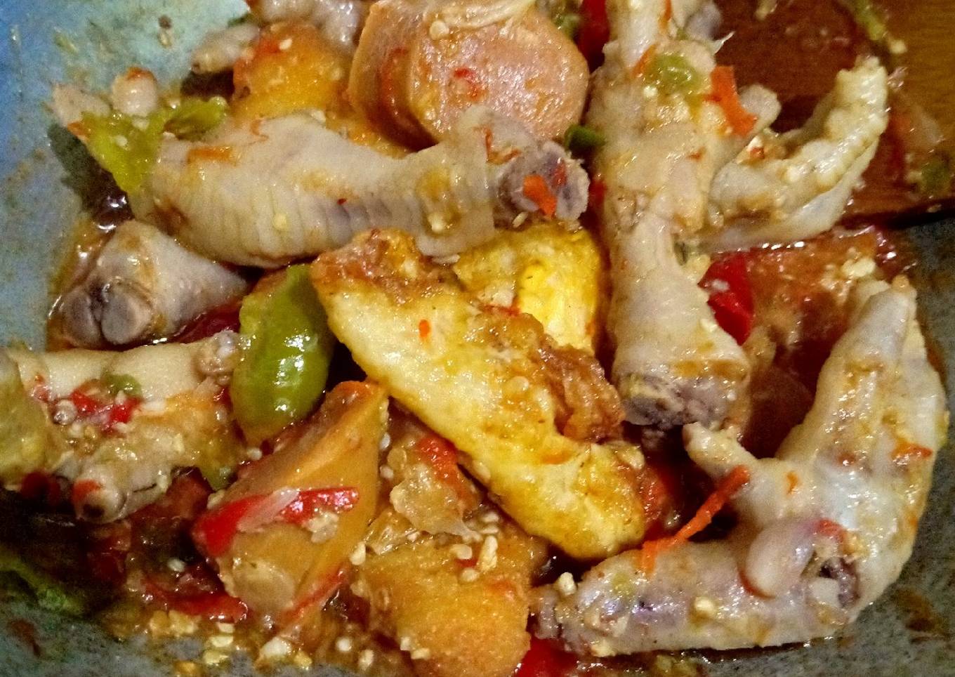 Cara Gampang Menyiapkan Ceker campur pedas, Enak Banget